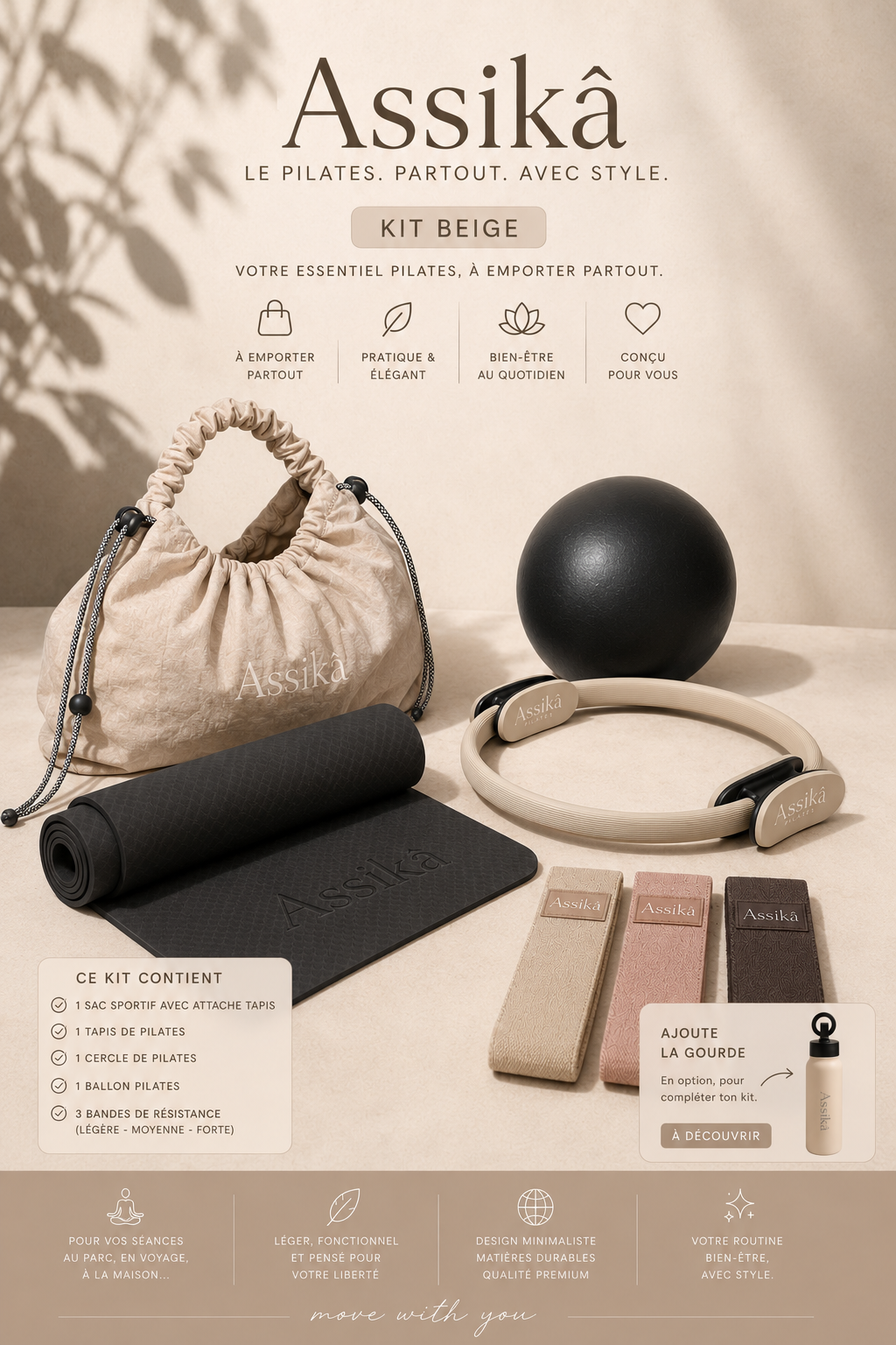 Kit sac de sport et accessoires pilates