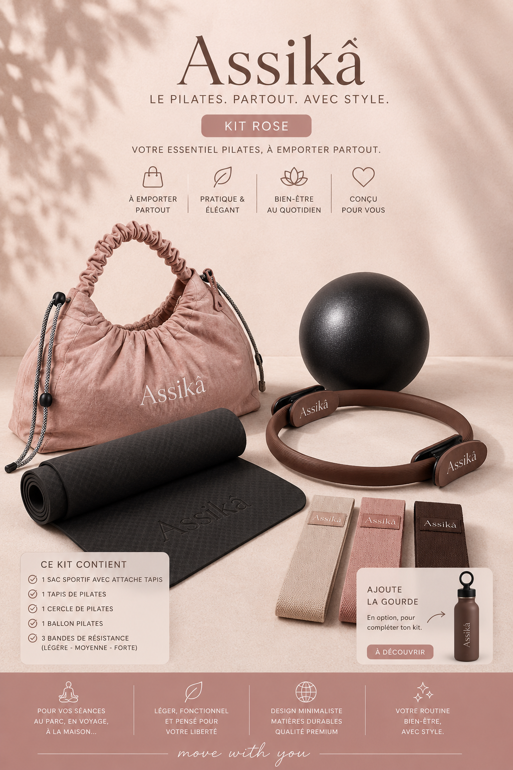 Kit sac de sport et accessoires pilates